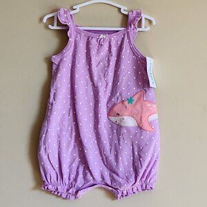 NWT Carter’s Baby Girls Purple Shark Romper Size 9 Months